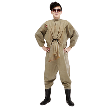 橡胶加厚全身下水裤 耐磨钓鱼捕鱼连体防水服皮叉潜水衣 灰橡胶全身