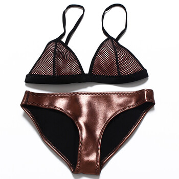 女士泳衣女分体 性感网眼氯丁橡胶比基尼女泳衣 如图2 s