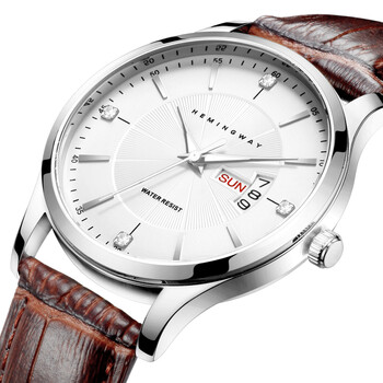 海明威(hemingway)手表 男士手表日历防水石英表德国潮流男表 白盘银