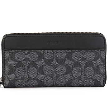 coach 奢侈品 男士专柜款人造革长款拉链钱包深灰色印花 74936 chr