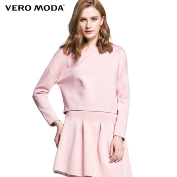 Vero Moda太空棉立体拼接包边落肩长袖短款女卫衣|315133013 111浅粉 165/84A/M