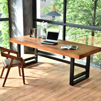 莲花雨简约实木桌子电脑桌办公会义写字桌桌子台式长桌书桌工作台学习桌 160*80*75木板厚度5厘米