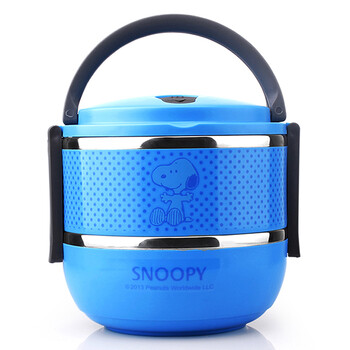 
                                        SNOOPY 史努比多层不锈钢提锅 儿童双层保温饭盒学生便当盒餐盒桶 1.4L浅绿                