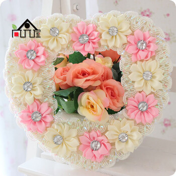 尚品屋 婚庆装饰手工布艺开关贴开关套 花朵钻 咖色花 8.5*8.5cm