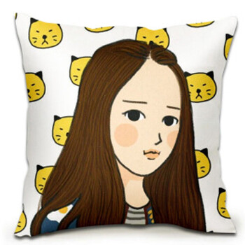 车内枕头学生短毛绒动漫靠垫美丽时尚 小狗-女 小号40x40cm-单个抱枕