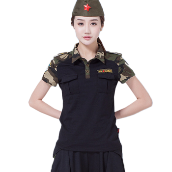 水兵舞服女表演服夏季廣場舞服女軍裝 單件t恤 4xl