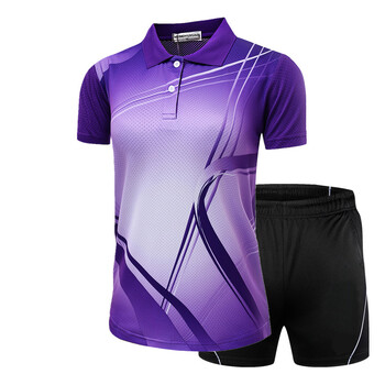 网球服套装 比赛运动套装男女速干料翻领 紫色 女m【图片 价格 品牌
