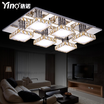 Yino依诺 客厅灯现代简约LED吸顶灯水晶灯具灯饰卧室灯温馨阳台灯白光YX00 6头 48W 68*45cm