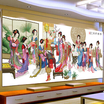 ks 十字绣客厅新款大画飞天琴棋书画梦红楼群芳大幅经典人物线绣 9372
