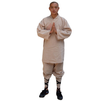 sigetu少林武僧服武术练功服装乳白色棉质竹节僧服 白色 100cm