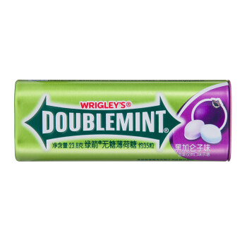 绿箭(DOUBLEMINT)无糖薄荷糖黑加仑子味23.8g约35粒/瓶 休闲糖果零食