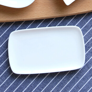 景德镇家用纯白骨瓷创意餐具长方形毛巾碟小菜碟肠粉碟子陶瓷盘子 c款