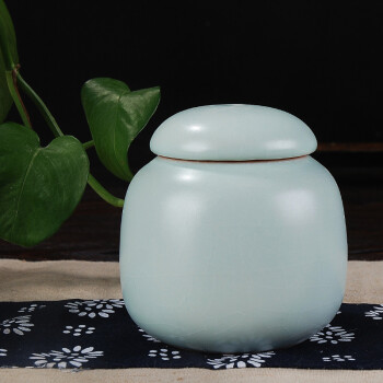 
                                        东茶西壶  茶叶罐陶瓷茶罐 密封罐储物罐普洱茶罐 茶具配件 开片汝窑茶叶罐袖珍罐 汝窑直身小罐有礼盒                