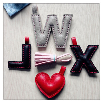 纯手工定制h家羊皮牛皮字母汽车钥匙扣情侣闺蜜钥匙挂件 爱心