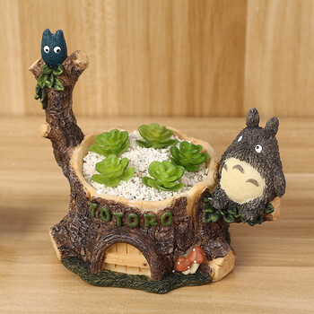 龙猫微景观多肉花盆树脂空中创意花园多肉花盆 绿植微景观csn0634 14*