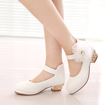 白色公主皮鞋小学生演出表演舞蹈单鞋女孩儿童高跟鞋中大童春 白色 34