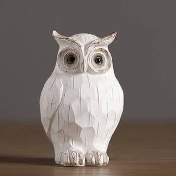 时光物语美式乡村北欧摆件 创意家居客厅电视柜书柜装饰品 树脂猫头鹰