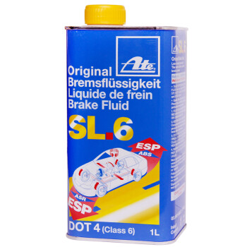 ATE DOT4刹车油 德国原装进口全合成制动液 SL6通用型 1L装(干沸点265℃/湿沸点175℃) ESP/ABS适用