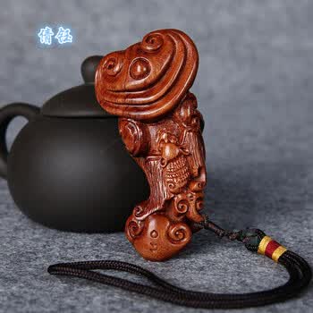 倩钰 黄花梨木雕刻手把件摆件蝙蝠品车挂件文玩