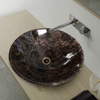 大理石洗手盆天然石头台上盆石材台面盆复古艺术圆形洗脸台盆 石头