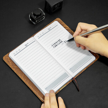 广博(guangbo)48k160张拼皮随身商务皮面记事本子/笔记薄 棕黄随机gbp