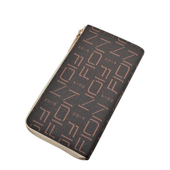 fion菲安妮钱包女长款印花拉链横款钱夹多卡位荷包fcawpll005brnlcm01