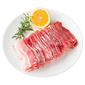 高金食品 绿色上品带皮五花肉片 400g/袋 烧烤食材
