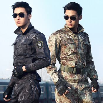 腾保黑色蟒纹迷彩服套装男 秋季军装特种兵作战服野战服特战服军迷