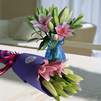 润樟鲜花5礼物百合花鲜花家庭生活鲜花插花批发香水百合每周一花 单次 母亲节七夕节情人节生日礼物多头粉百合 每束40朵花 特惠 图片价格 品牌报价 京东