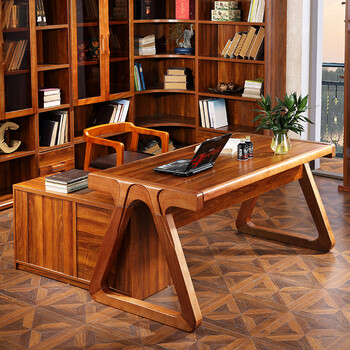 博炎 实木书桌中式实木书桌电脑桌办公桌实木书桌写字台书桌书柜组合