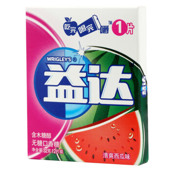 益達(dá)(Extra)無(wú)糖口香糖西瓜味12片32g/盒 木糖醇口香糖口氣清新糖果
