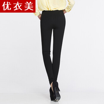 优衣美2015新款紧身长裤女显瘦小脚外穿打底裤大码2240 黑色 L