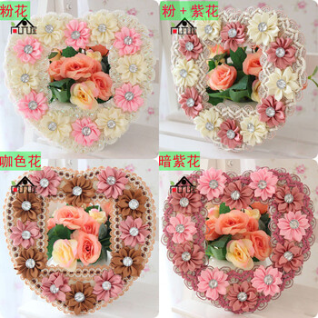 尚品屋 婚庆装饰手工布艺开关贴开关套 花朵钻 咖色花 8.5*8.5cm