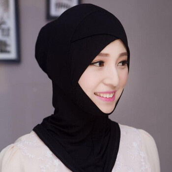 霂咔 穆斯林纱巾头巾打底帽头套回族头巾打底帽莫代尔 黑色交叉