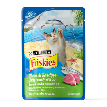 泰国进口 喜跃 成猫真鱼包 猫零食猫湿粮80g 吞拿鱼及沙丁鱼味