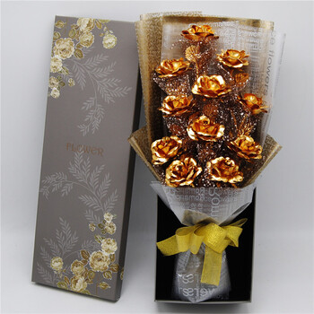 金玫瑰金箔玫瑰花束礼盒少女心生日礼物女生闺蜜创意diy手工实用男生
