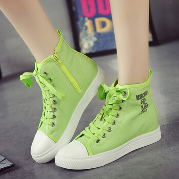 春秋单鞋女学生甜美防滑帆布鞋11 12 13 14 15 16 17 18岁平底鞋 绿色