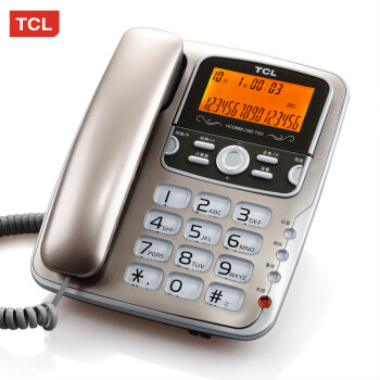 
                                                            TCL 206 电话机  办公家用座机 固定电话  来电显示 免电池 背光显示 有绳电话 TCL206香槟金                
