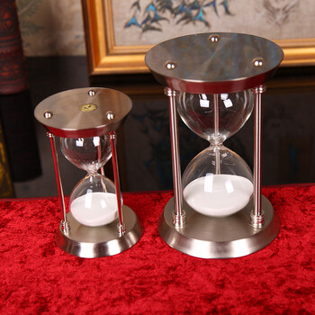 
                                        BRESH 佰芮仕 金属沙漏计时器15/30/60分钟 结婚生日创意家居客厅书房饰品摆件 旋转沙漏15分钟                