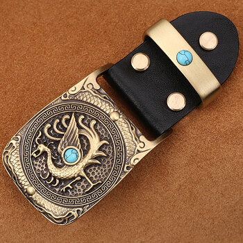 朱雀精品纯铜男士皮带扣头平滑扣内穿个性黄铜腰带扣头裤带头扣头黑色