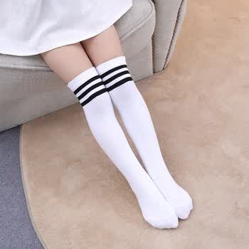 纽菲奥纳 儿童袜子足球袜学生儿童过膝袜运动袜条纹儿童长袜 秋冬中高