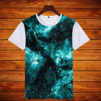 原宿风星空短袖t恤男装大码印花青少年衣服 白色4 xl