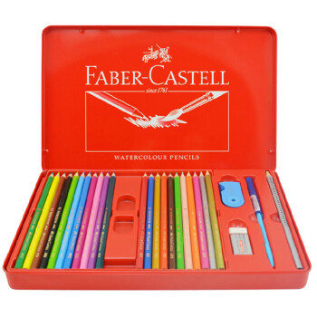 辉柏嘉（Faber-castell） 单支与彩色套装可选 水溶 彩色铅笔 涂色笔（秘密花园填色笔） 48色红铁盒装加4样工具套装