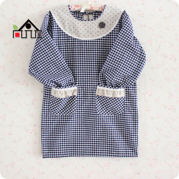 
                                        尚品屋 厨房家居服棉长袖围裙格子罩衣反穿衣 花朵 蓝色 85*100cm                