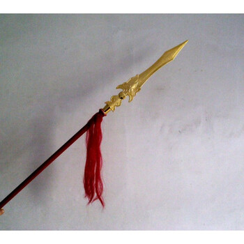 古代长枪赵云枪红缨枪儿童塑料玩具三国兵器 金色1.6米左右