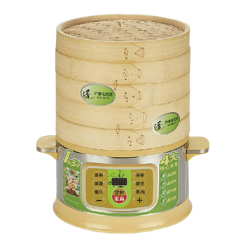 
                                                            竹香电蒸笼 多功能三层竹香电蒸锅 家用大容量电蒸笼 机械型两笼一盖                