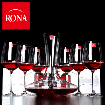 捷克进口洛娜RONA水晶醒酒器红酒杯高脚杯葡萄酒杯套装 （波尔多450ml）七件套/醒酒器