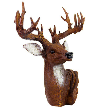 霂咔 北欧式树脂工艺 麋鹿头摆件 家居装饰品礼品 雄鹿头(彩绘)【图片