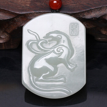 怡人玉品 和田玉吊坠籽料吊牌四灵兽套牌玉牌