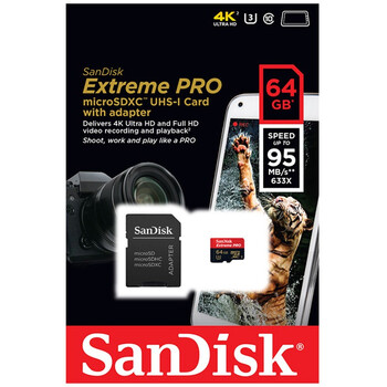 
                                                            闪迪（SanDisk）64GB TF（MicroSD）存储卡 U3 C10 A2 V30 4K 至尊超极速移动版内存卡 读速170MB/s                